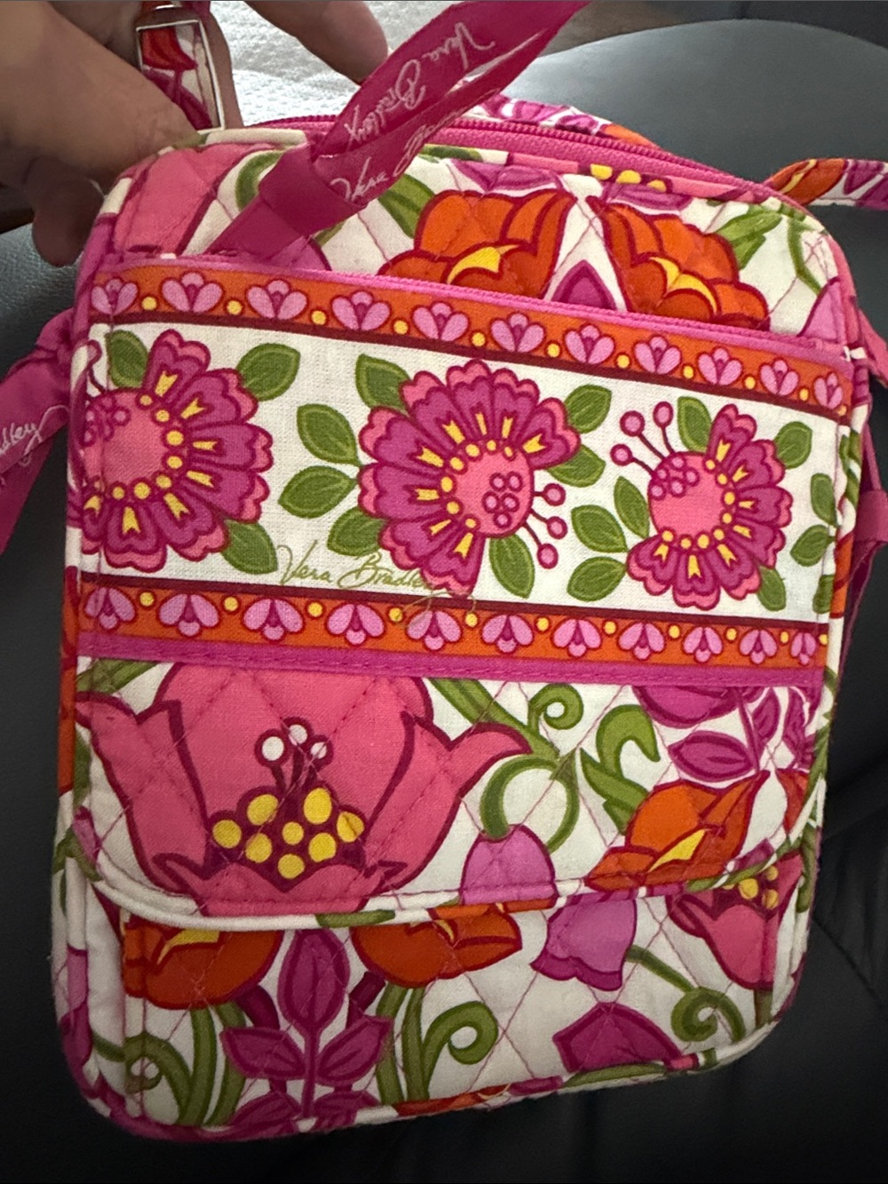 Vera Bradley Lilli BellPink Floral Quilted Crossbody Minihipster